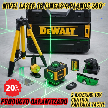 Nivel Láser 16 Líneas Táctil – DeWALT | 4 planos 360° | Autonivelante🎚️