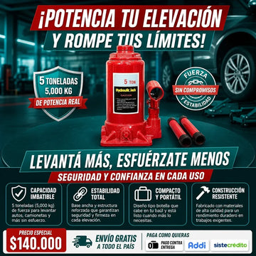 Gato Hidráulico Tipo Botella Alta Potencia (5 Toneladas)