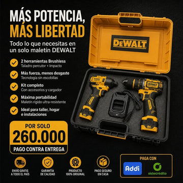 Super Combo DeWalt 2-en-1: Taladro Percutor + Pistola de Impacto Inalámbrica
