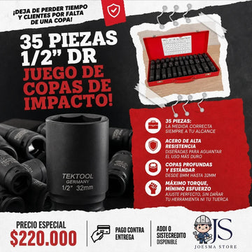 Copas de Impacto Profesional TEKTOOL Germany x 35 Piezas