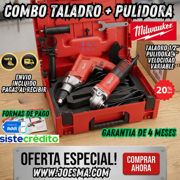 COMBO TALADRO DE 1/2 + PULIDORA 4-1/2" MILWAUKEE 🛠️🧰
