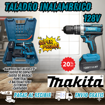 TALADRO INALAMBRICO PERCUTOR 128V MAKITA®💥💪