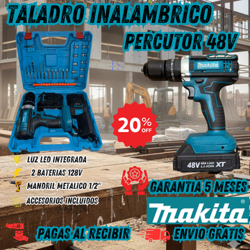 TALADRO INALAMBRICO PERCUTOR 48 VOLTIOS MAKITA®⚒️🆗
